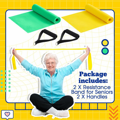 Relaxgiant 2pcs Resistance Bands with Handles Chair Exercise Yellow Green