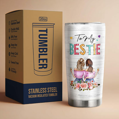 Pawzity 20 Oz White Stainless Steel Coffee Tumbler Gift for Women Friends