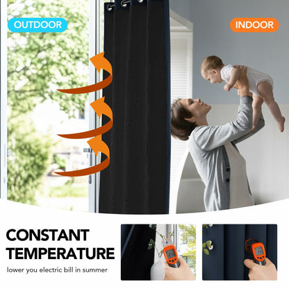 Deconovo Blackout Door Curtain Double Layer Insulated Navy 38x80 1 Panel