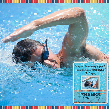 Yuntau Swimming Coach Frame Plaque Blue Wood Chips Signature Pen Gift