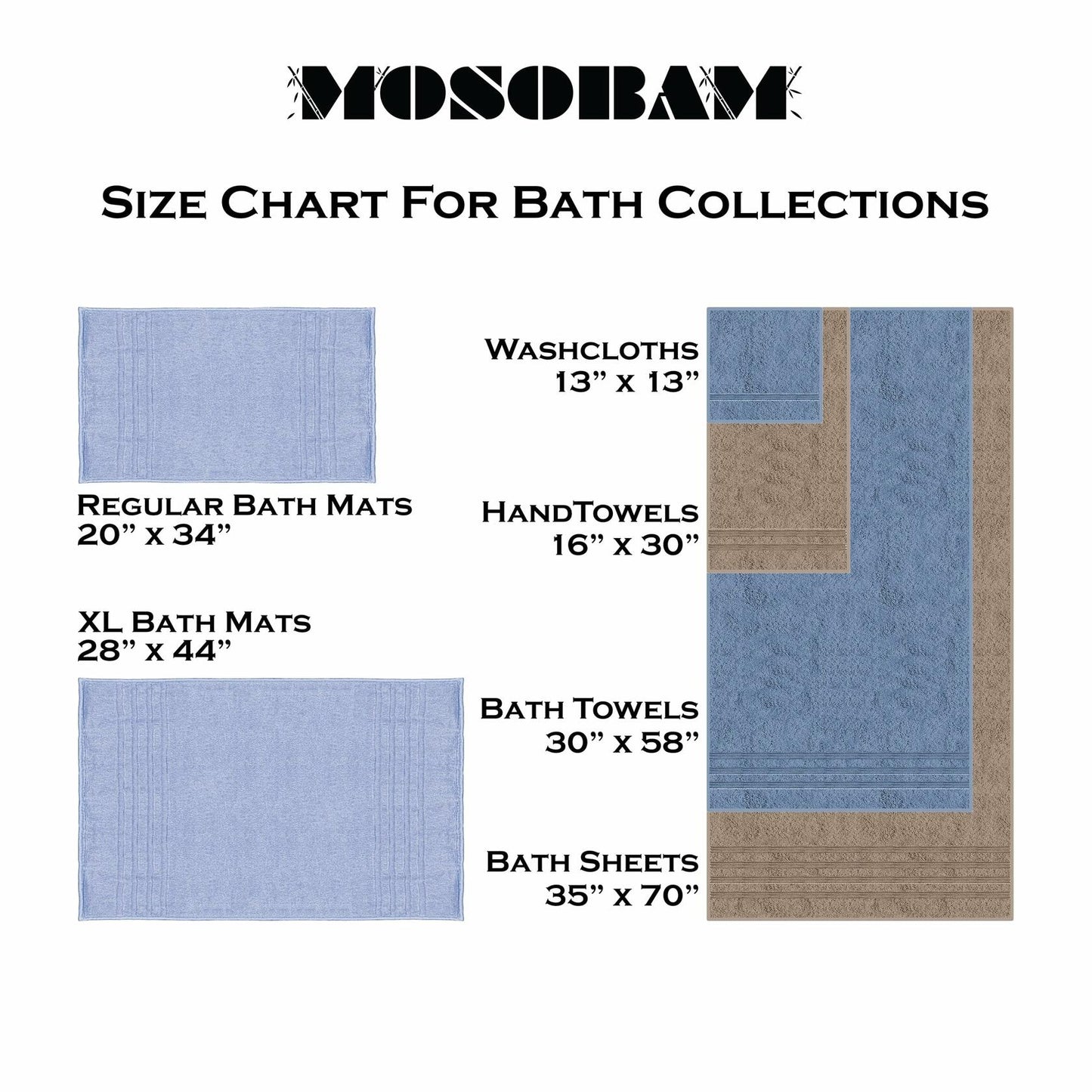 Mosobam Luxury Turkish Bath Mat 20x34 White 1000 GSM Bamboo Viscose Cotton