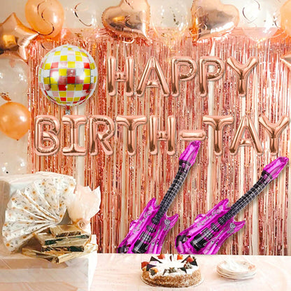 GallaRato 31 PCS Singer Birthday Balloons Decorations Rose Gold Pink Silver
