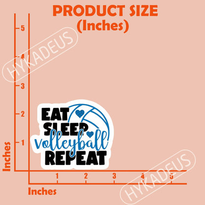 HYKADEUS Funny Volleyball Stickers 3"x2.2" Waterproof Vinyl Decals 3Pcs Retro