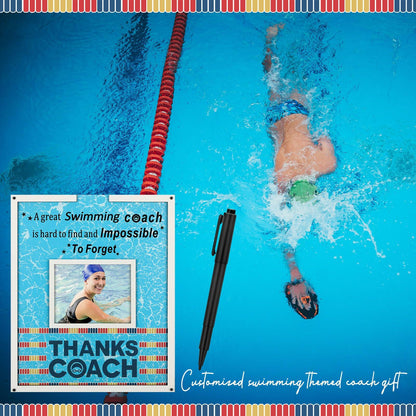 Yuntau Swimming Coach Frame Plaque Blue Wood Chips Signature Pen Gift