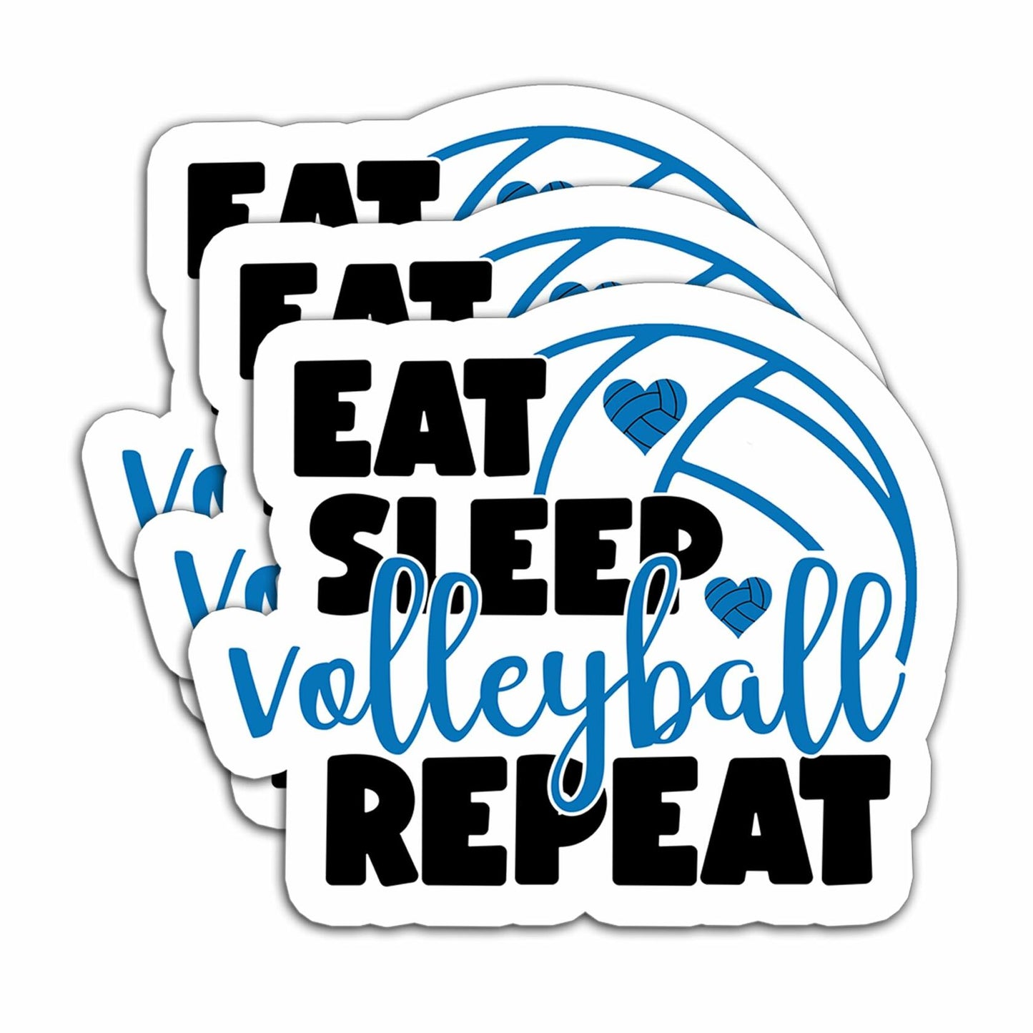 HYKADEUS Funny Volleyball Stickers 3"x2.2" Waterproof Vinyl Decals 3Pcs Retro