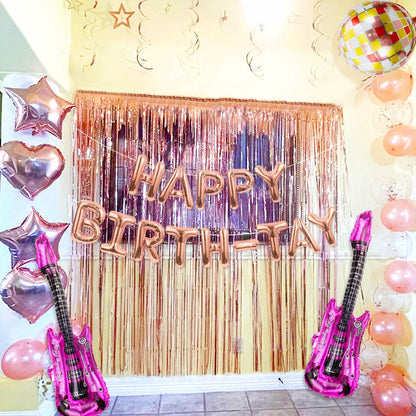 GallaRato 31 PCS Singer Birthday Balloons Decorations Rose Gold Pink Silver