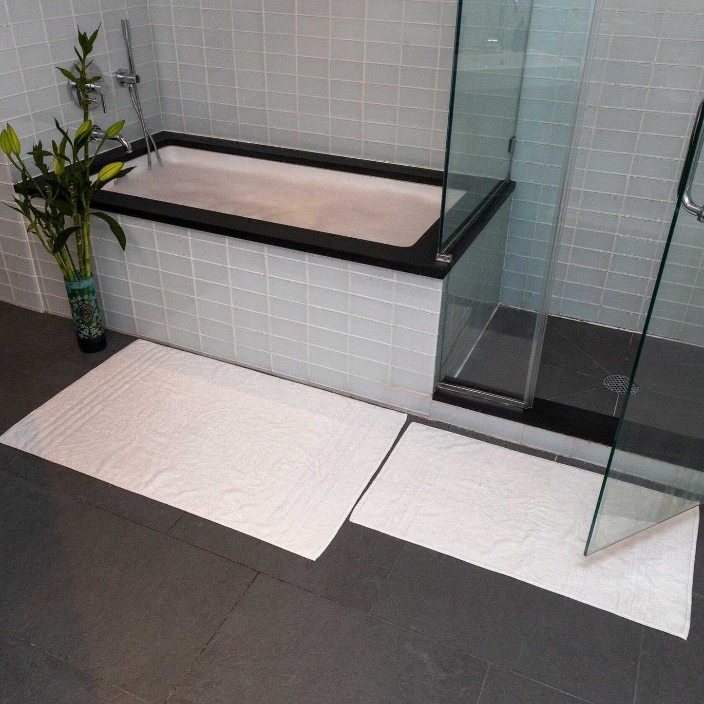 Mosobam Luxury Turkish Bath Mat 20x34 White 1000 GSM Bamboo Viscose Cotton