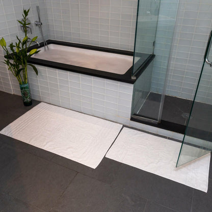 Mosobam Luxury Turkish Bath Mat 20x34 White 1000 GSM Bamboo Viscose Cotton