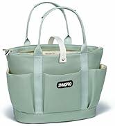 ZHMOPRO Large Canvas Laptop Tote Bag with Compartments & Inner Cup Holder Light Green