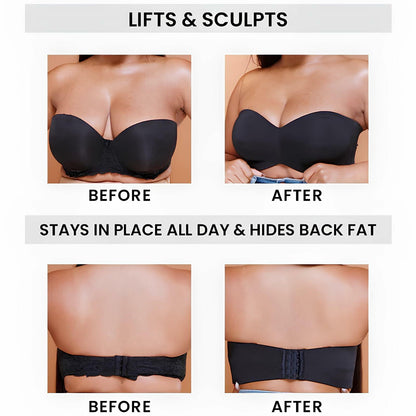Woobilly Strapless Non Padded Push Up Convertible Bra Black Size 44F