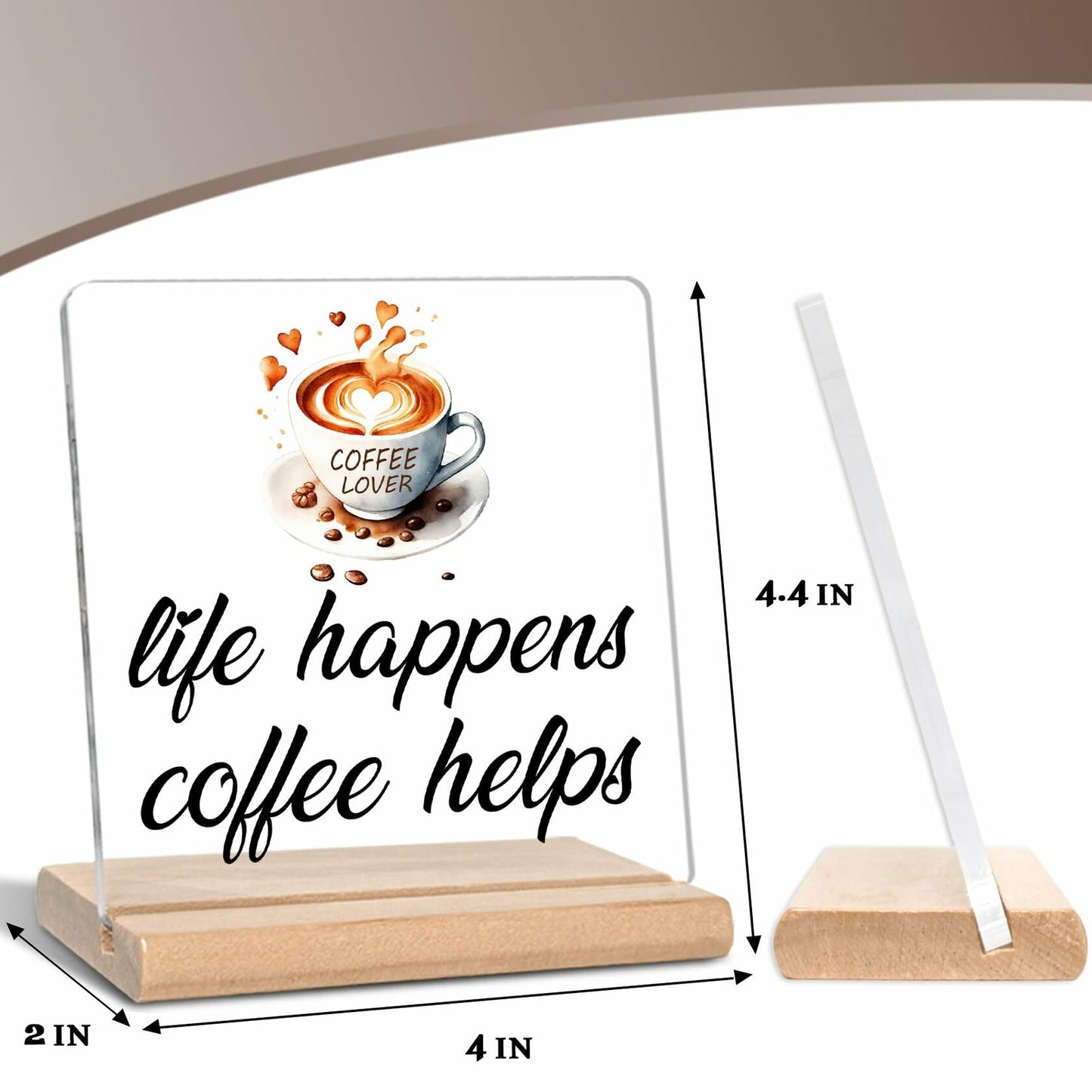 LUODWSST Funny Coffee Lovers Acrylic Decorative Sign White Kitchen Bar Decor