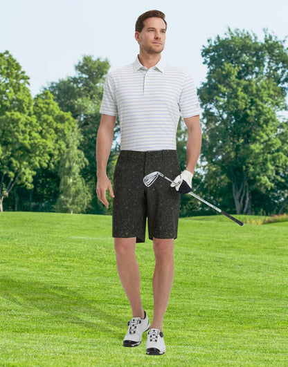 M MAELREG Mens Lightweight Water-Resistant Golf Shorts Black Grid Size 32