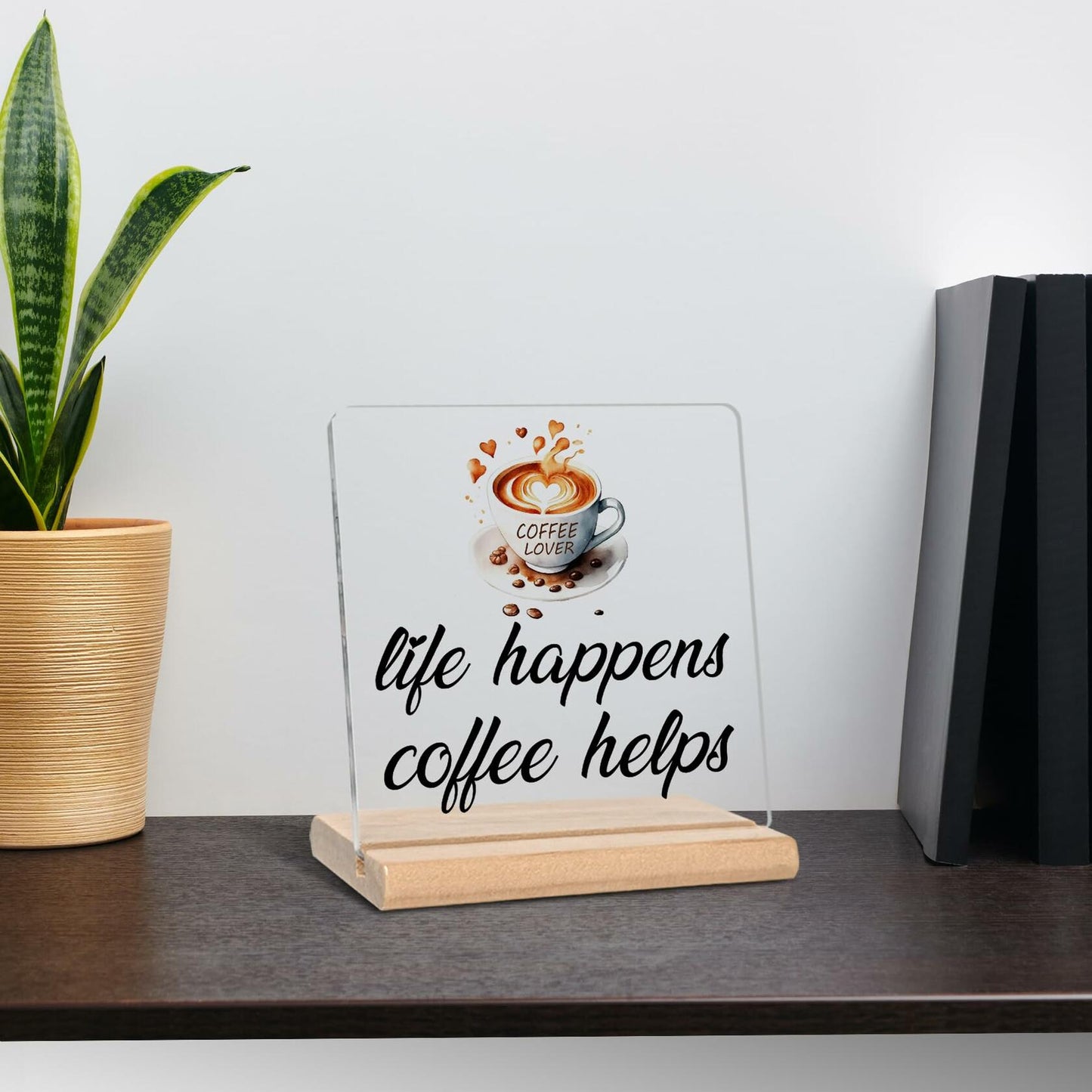 LUODWSST Funny Coffee Lovers Acrylic Decorative Sign White Kitchen Bar Decor
