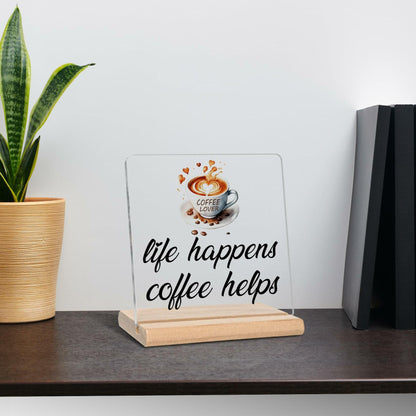 LUODWSST Funny Coffee Lovers Acrylic Decorative Sign White Kitchen Bar Decor