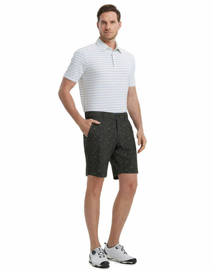 M MAELREG Mens Lightweight Water-Resistant Golf Shorts Black Grid Size 32