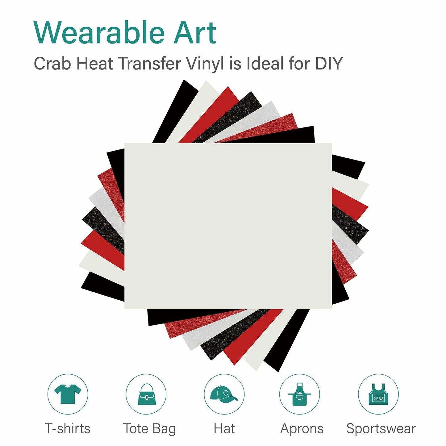 Crab HTV Heat Transfer Vinyl 8 Pack PU Glitter Puff 12x10 Inch