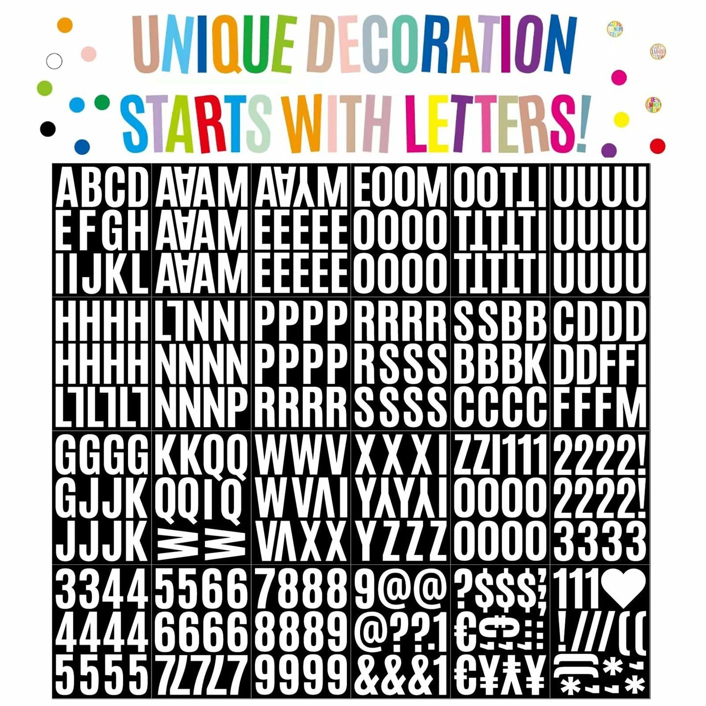 YTPZCL Waterproof Vinyl Letter Stickers White 2in 318 Count Self Adhesive
