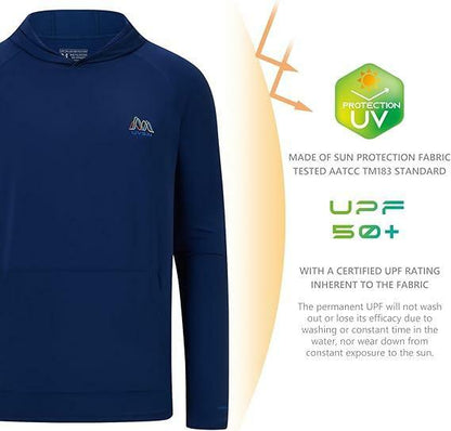 UVSAI Men's UPF 50+ Hoodie Shirt Long Sleeve Vented Tee Blue Size 2XL