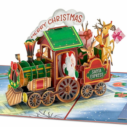 POPWOW Christmas Gingerbread Train 3D Pop Up Card 5x7 with Envelope