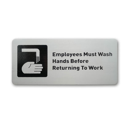 ACFELT Employees Must Wash Hands Sign Aluminum 7x3 Double Sided Tape