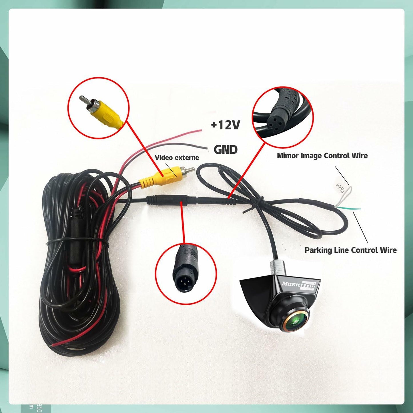 musictrip Universal AHD 1080P Car Backup Camera 180° Fisheye Night Vision