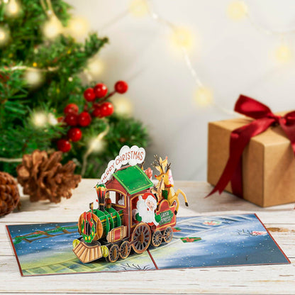 POPWOW Christmas Gingerbread Train 3D Pop Up Card 5x7 with Envelope
