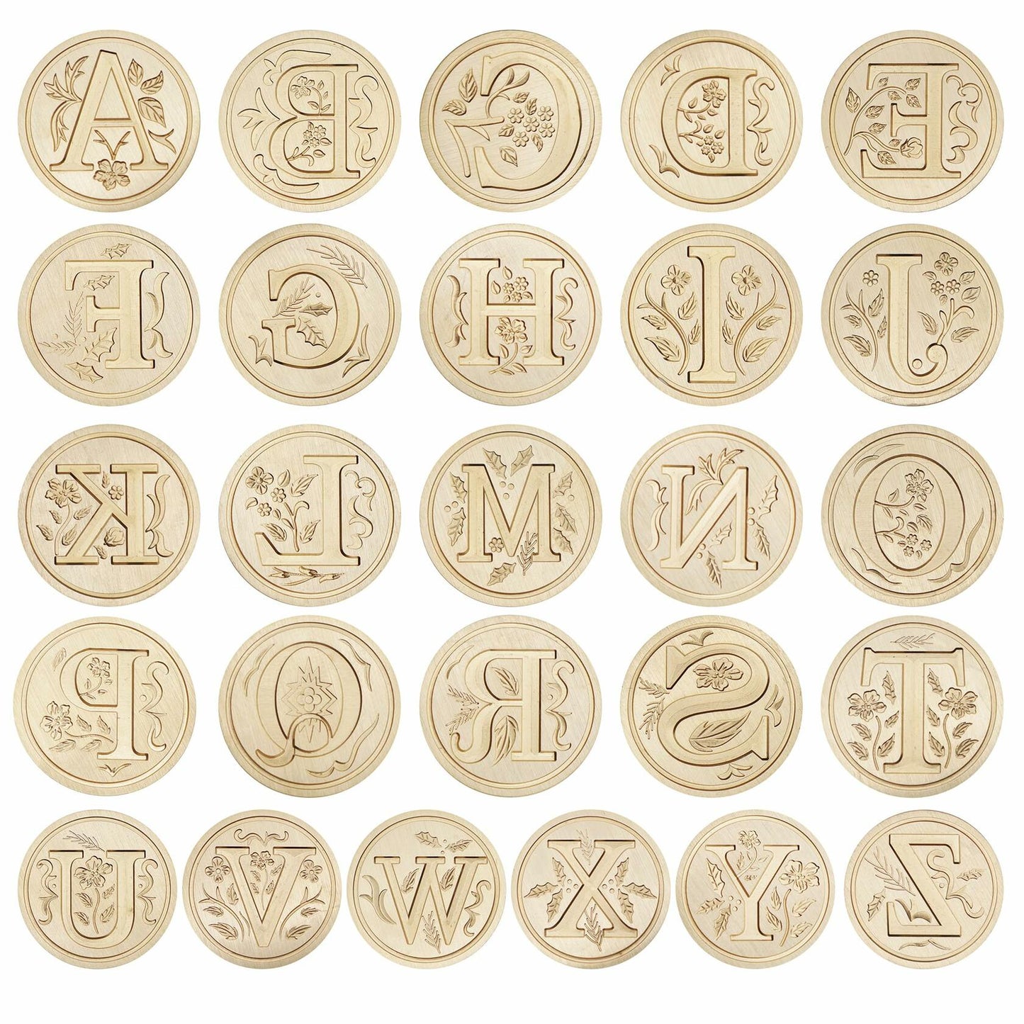 QINGNING Alphabet Brass Wax Seal Stamps with Wood Handles Color W