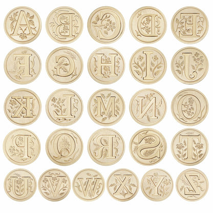 QINGNING Alphabet Brass Wax Seal Stamps with Wood Handles Color W