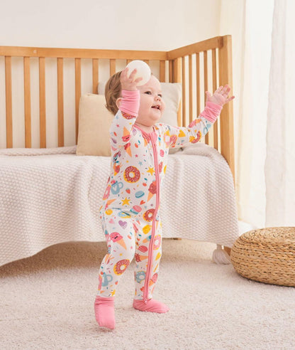 SUZEL Baby Bamboo Pajamas Footless Romper Ice Cream Size 3-6M