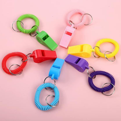 Vocoliday 24pcs Sport Whistle Bracelets with Keychain Plastic Halloween Birthday
