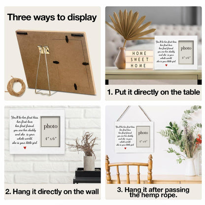 QZJ New Dad Wood Picture Frame Girl Dad Gifts 4x6 Inch Multicolour