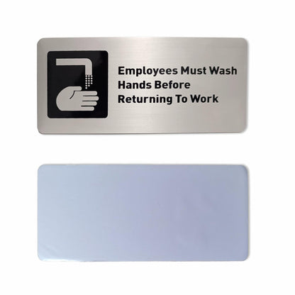 ACFELT Employees Must Wash Hands Sign Aluminum 7x3 Double Sided Tape