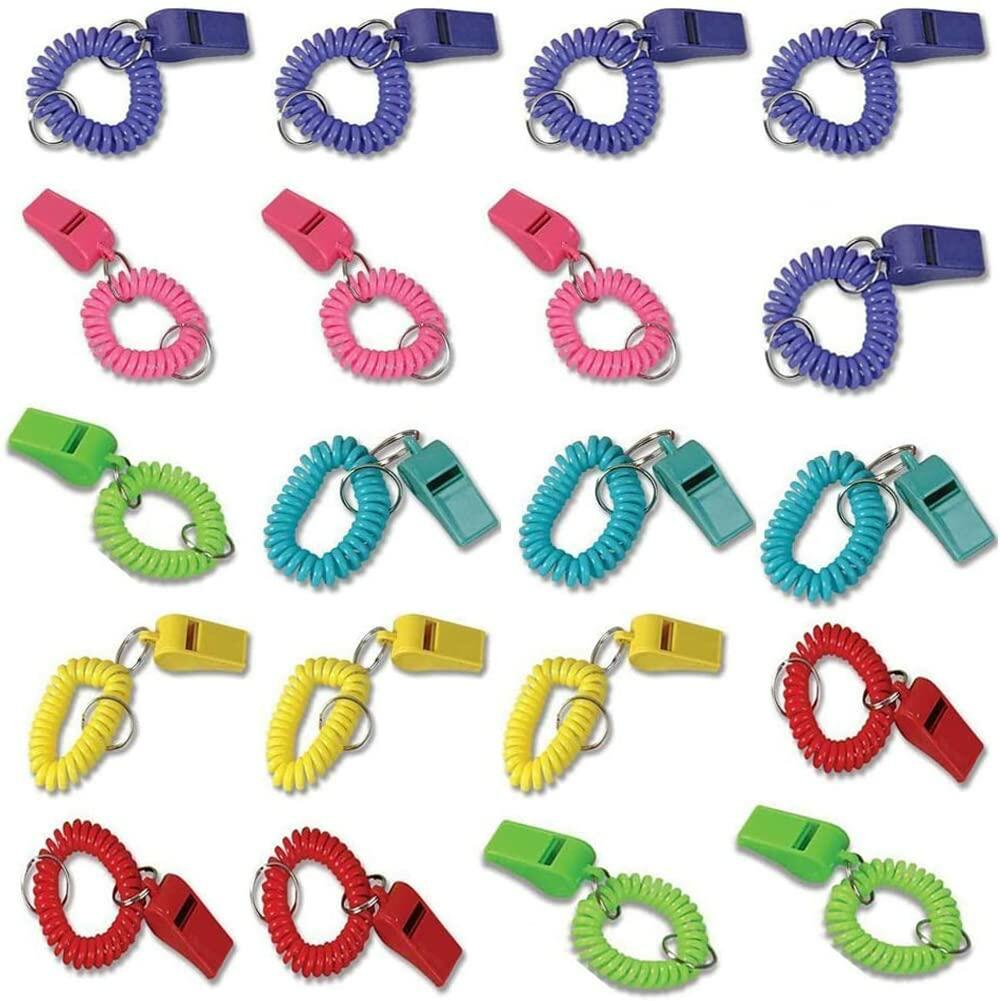 Vocoliday 24pcs Sport Whistle Bracelets with Keychain Plastic Halloween Birthday