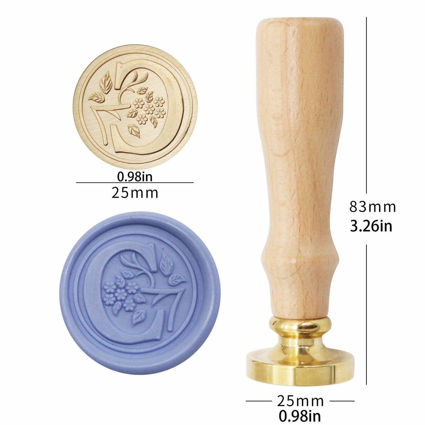 QINGNING Alphabet Brass Wax Seal Stamps with Wood Handles Color W