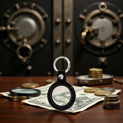 Sluswallow Black Leather Coin Holder Keychain Standard Size Black