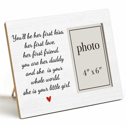 QZJ New Dad Wood Picture Frame Girl Dad Gifts 4x6 Inch Multicolour