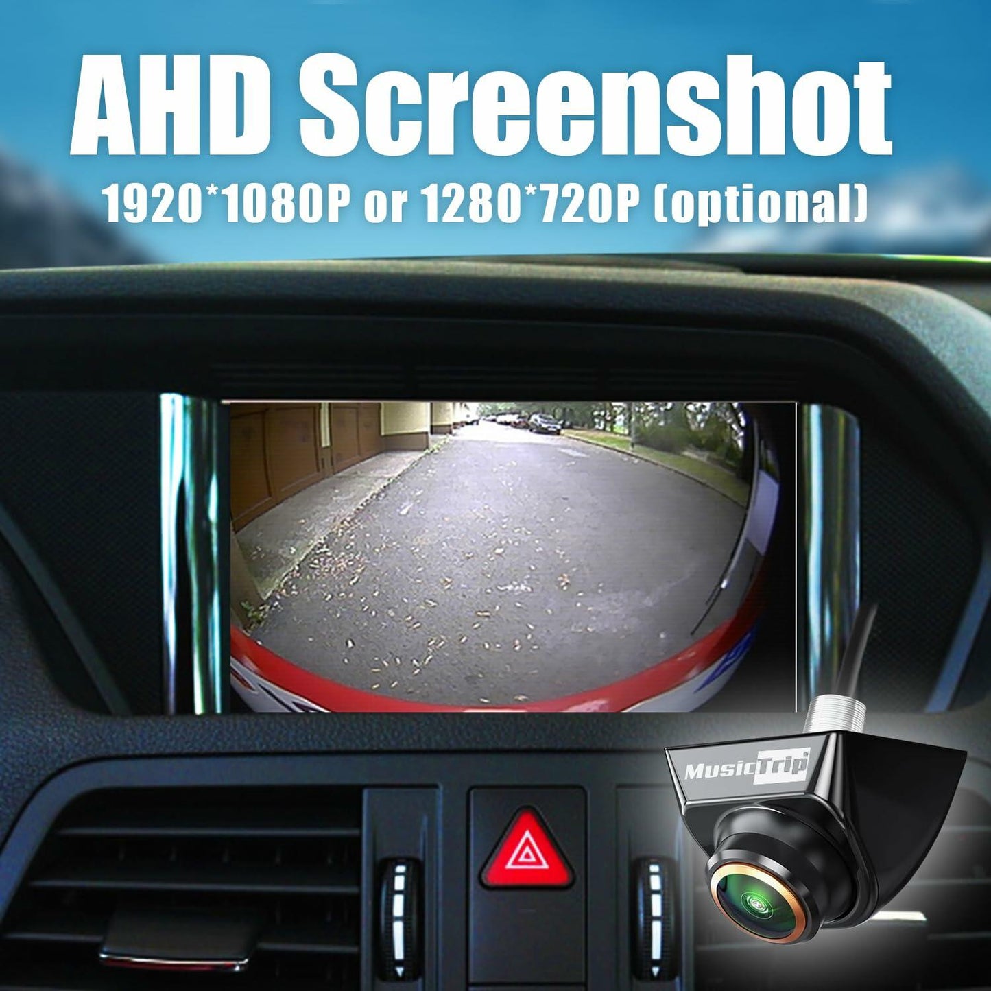 musictrip Universal AHD 1080P Car Backup Camera 180° Fisheye Night Vision