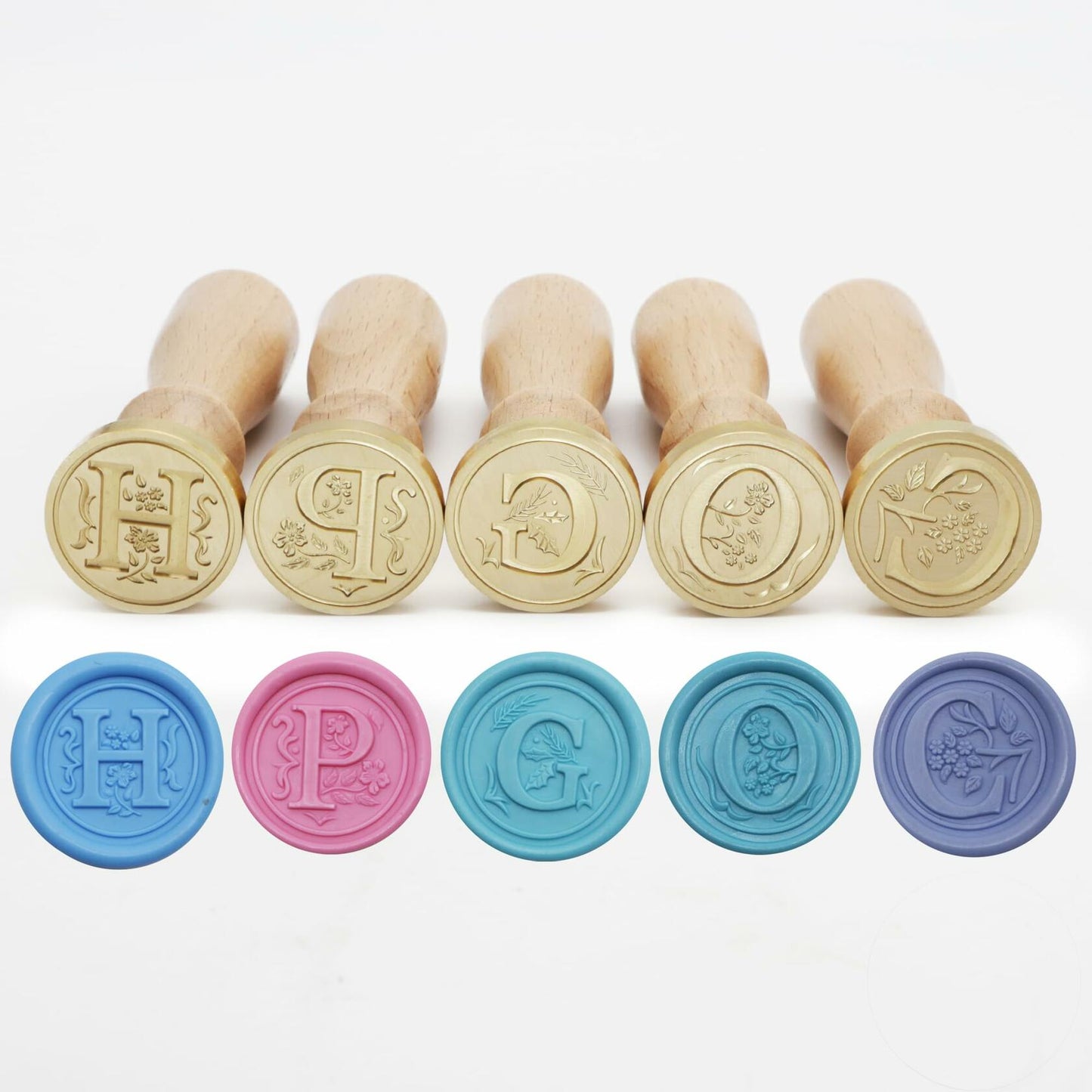 QINGNING Alphabet Brass Wax Seal Stamps with Wood Handles Color W