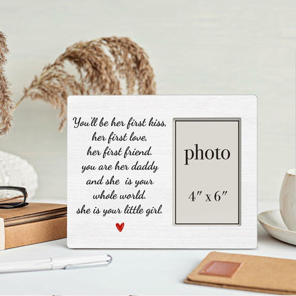 QZJ New Dad Wood Picture Frame Girl Dad Gifts 4x6 Inch Multicolour