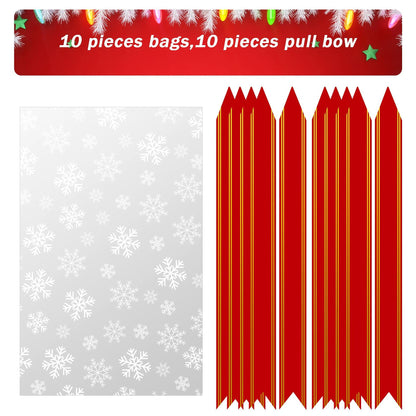 Kolewo4ever Christmas Snowflake Cellophane Bags 20pcs 16x24in Red Floral