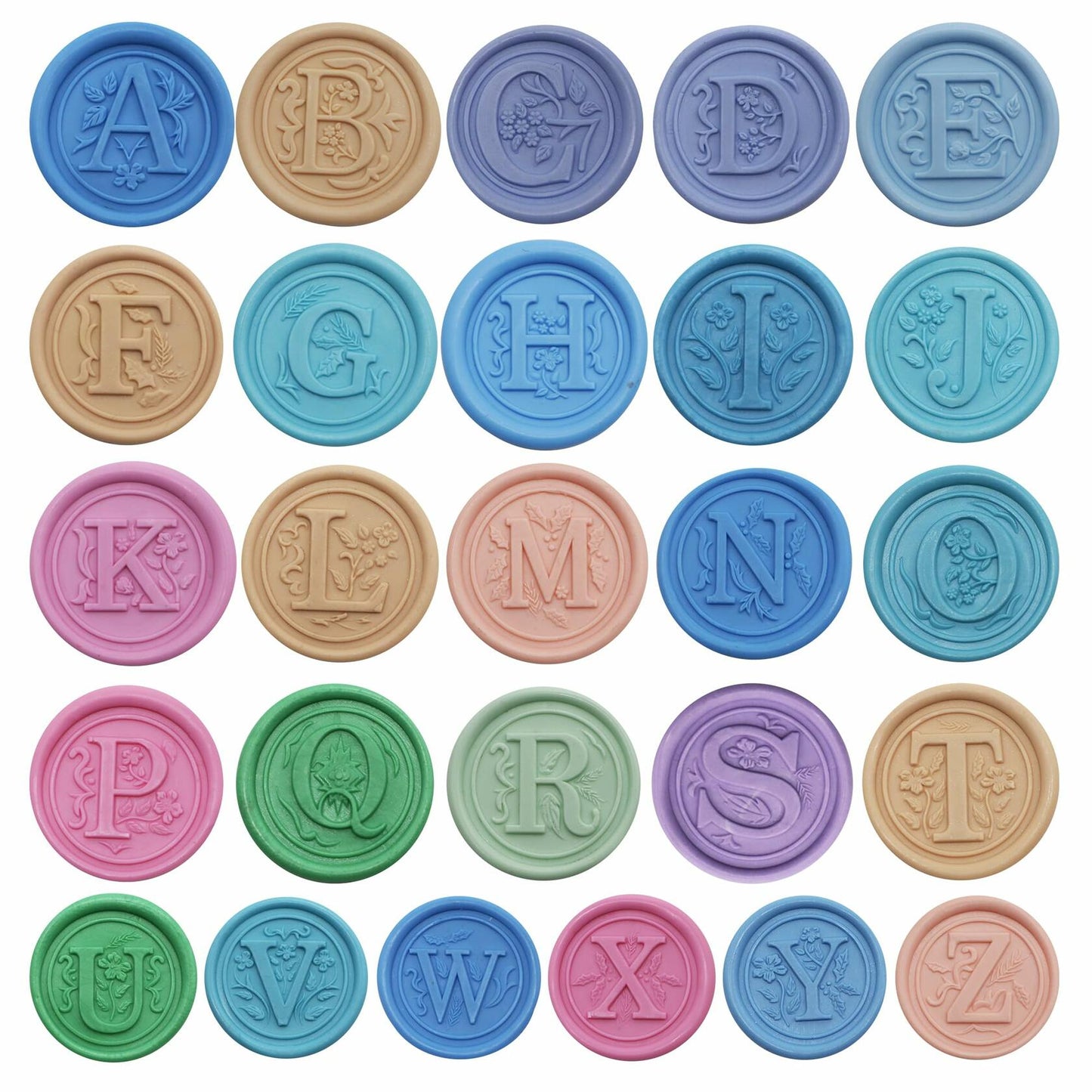 QINGNING Alphabet Brass Wax Seal Stamps with Wood Handles Color W