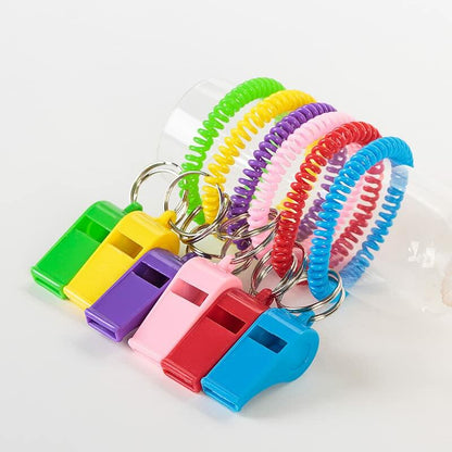 Vocoliday 24pcs Sport Whistle Bracelets with Keychain Plastic Halloween Birthday