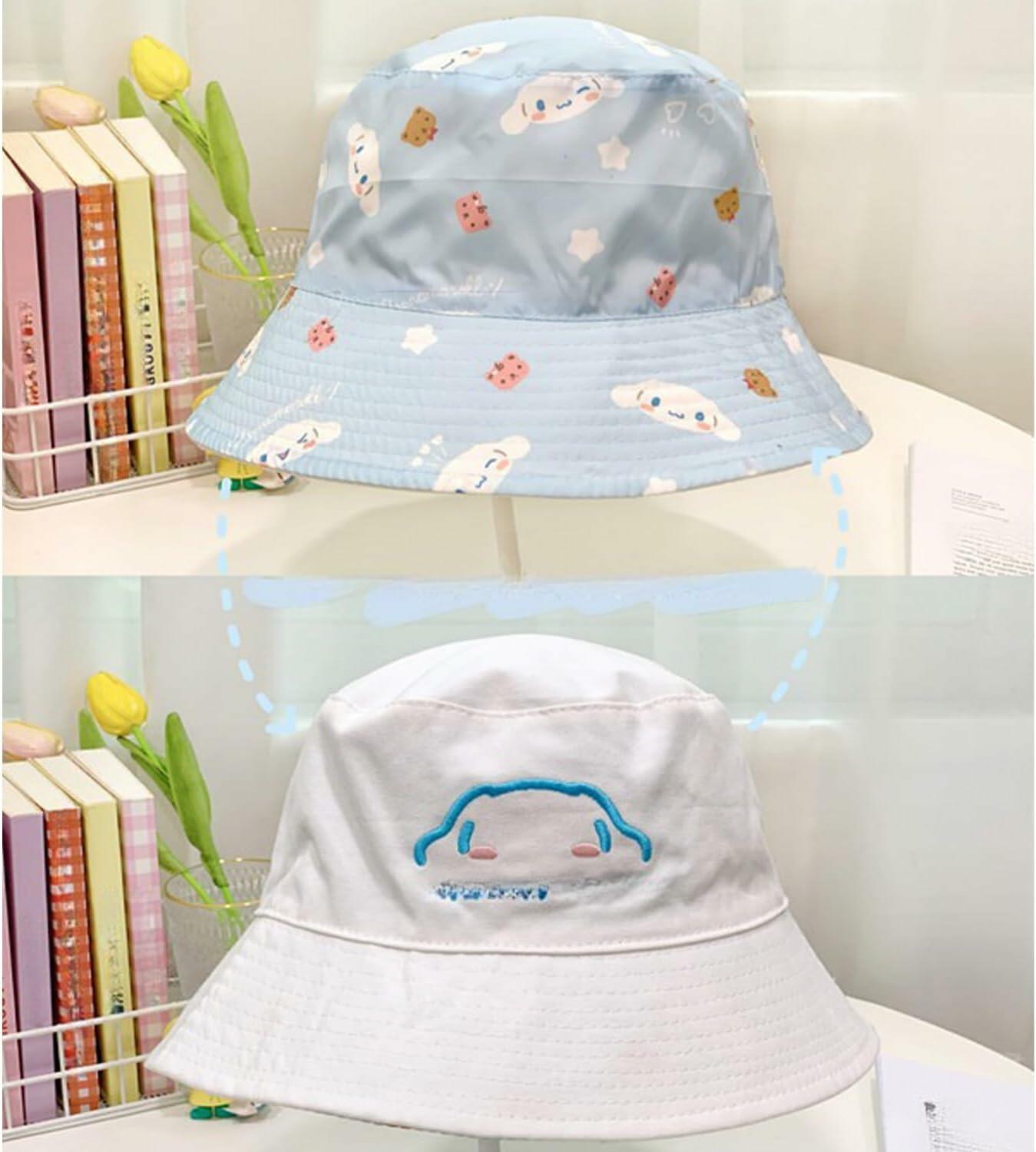 Kawaii Cotton Reversible Bucket Hat Women Lightweight Summer Outdoor