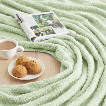 CYMULA Knit Throw Blanket Mint Green Lightweight Plush 50x60 inches