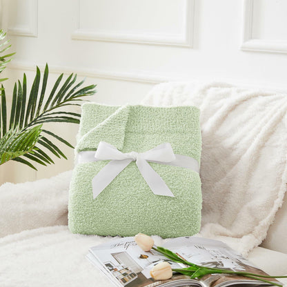 CYMULA Knit Throw Blanket Mint Green Lightweight Plush 50x60 inches