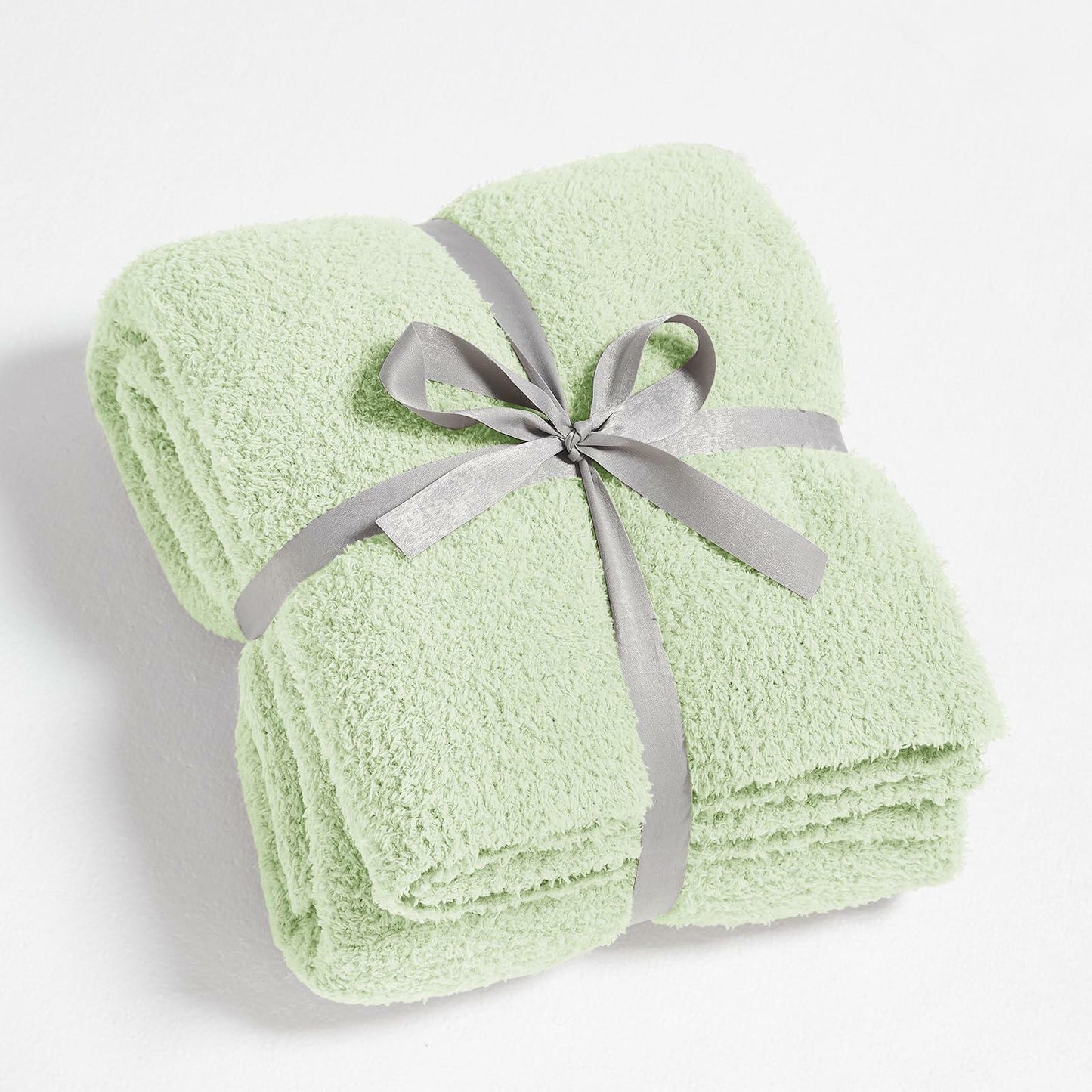 CYMULA Knit Throw Blanket Mint Green Lightweight Plush 50x60 inches