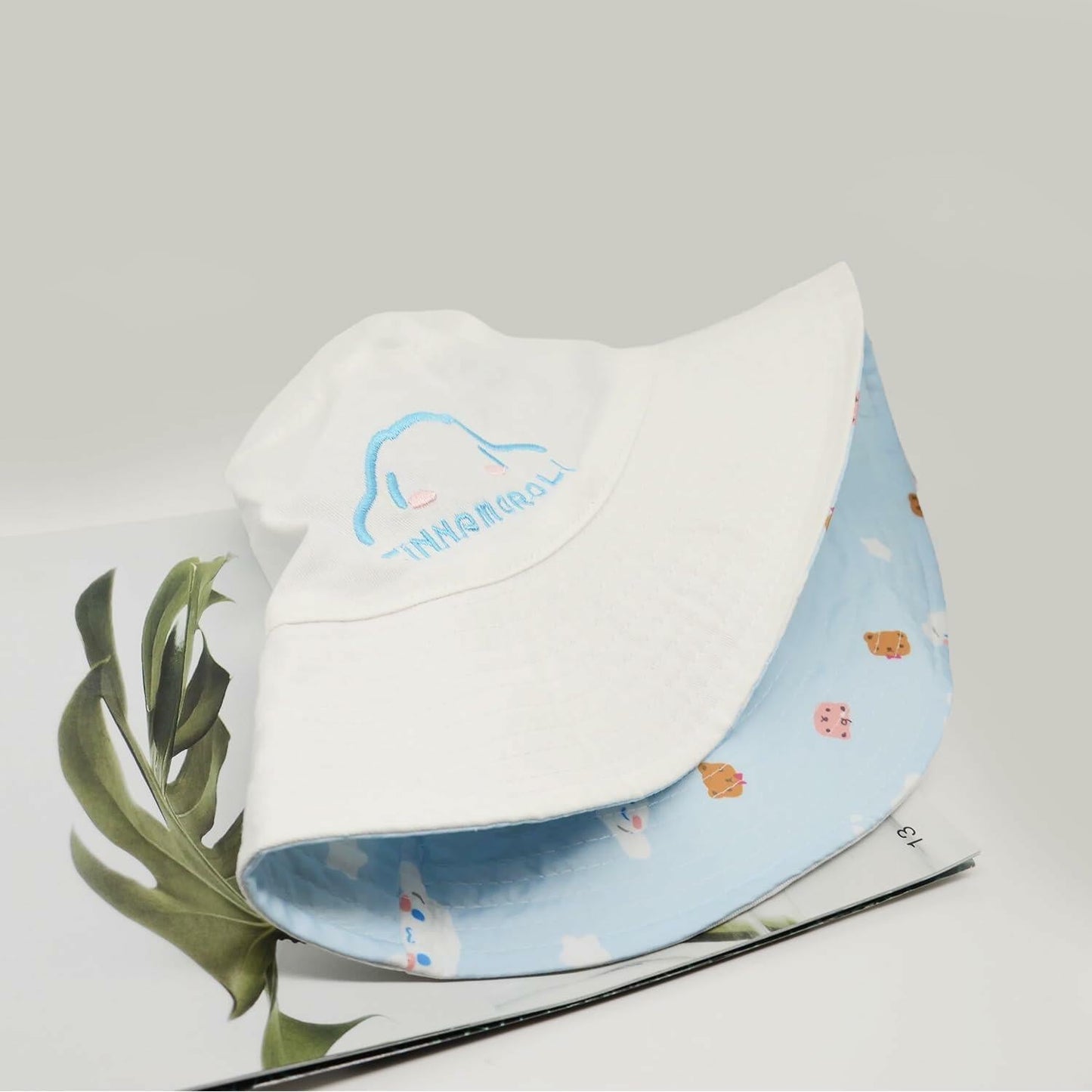 Kawaii Cotton Reversible Bucket Hat Women Lightweight Summer Outdoor