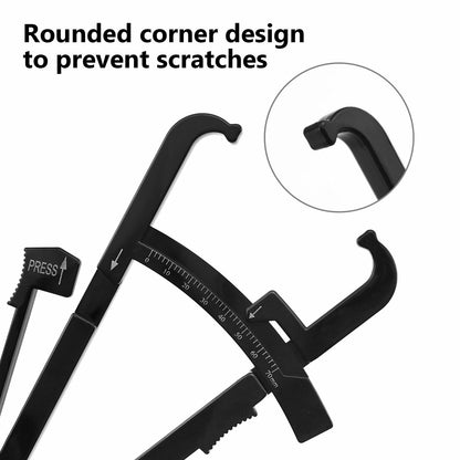 Quacc Body Fat Caliper with Slide Ruler & Body Fat Charts Black