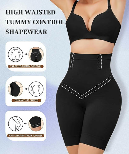 Yeblues High Waisted Tummy Control Shapewear Shorts Women Black Size L