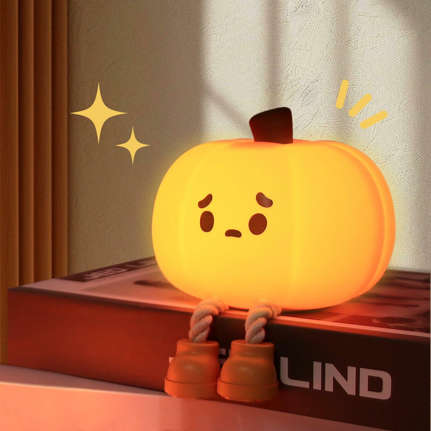 Wastou Pumpkin Silicone Night Light 3-Level Dimmable Rechargeable Orange